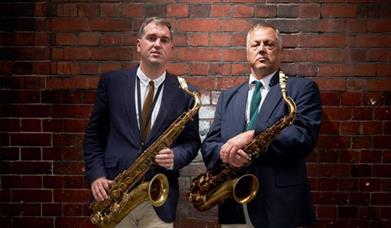 Photograph showing saxophonists Simon Spillett and Pete Long