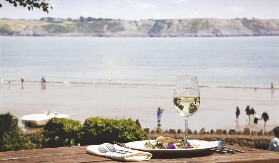 Bistro by the Beach outside dining area and view