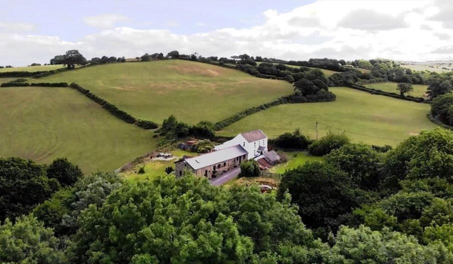 Blaen Cedi Cottages aerial view from drone