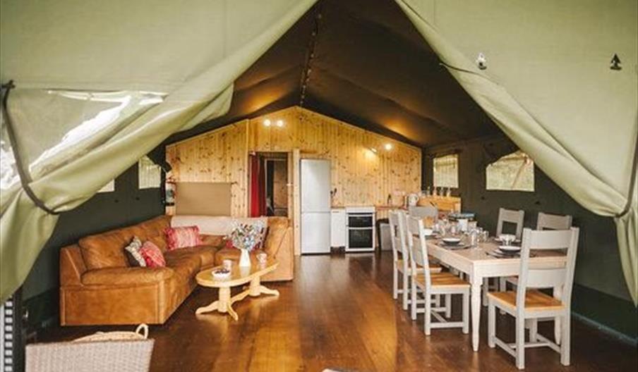 Hillside Glamping interior of glamping thent