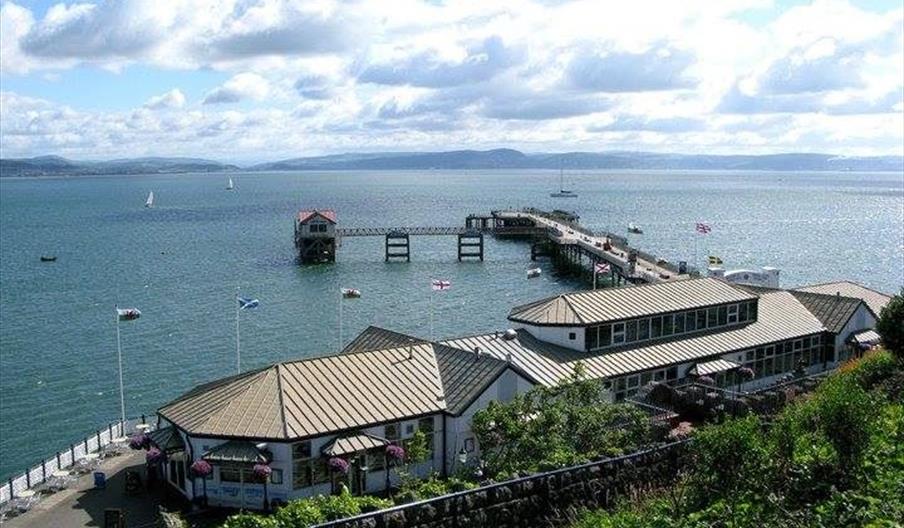 Mumbles Pier aerial view of pier