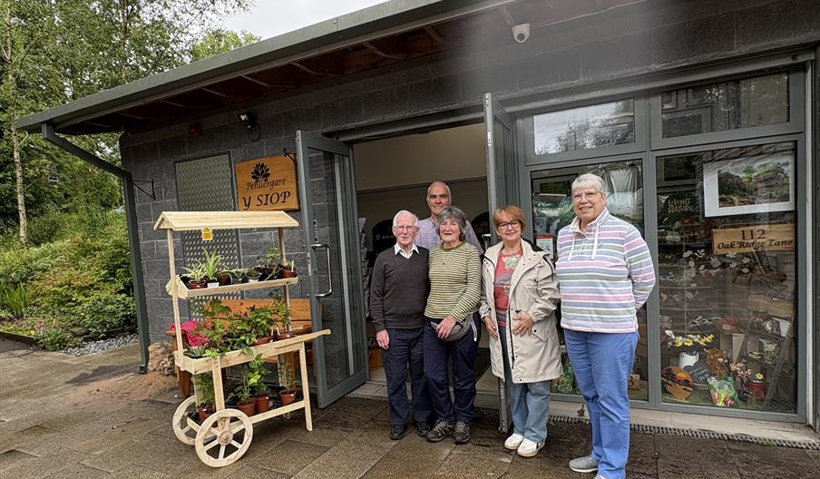 Local artisans outside Y Siop, Penllergare Valley Woods