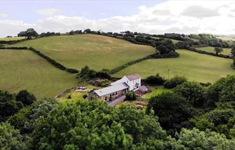 Blaen Cedi Cottages aerial view from drone