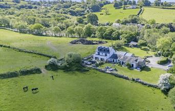 Blaen Cedi Cottages aerial view from drone