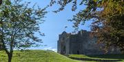 A photograph of the front of Oystermouth Castle