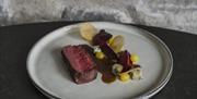 Beach House Oxwich beef dinner