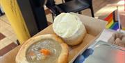 Bowla bread roll filled with soup