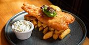 Gower Gold Beer battered cod and chips with triple cooked chips and tartare sauce