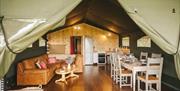Hillside Glamping interior of glamping thent