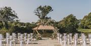 Oldwalls Gower outdoor wedding area with seating