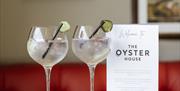 Oyster House glasses of gin with menu