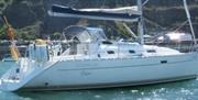Swan Dancer anchored in Mumbles