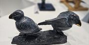 Bronze - Puffins on rock
